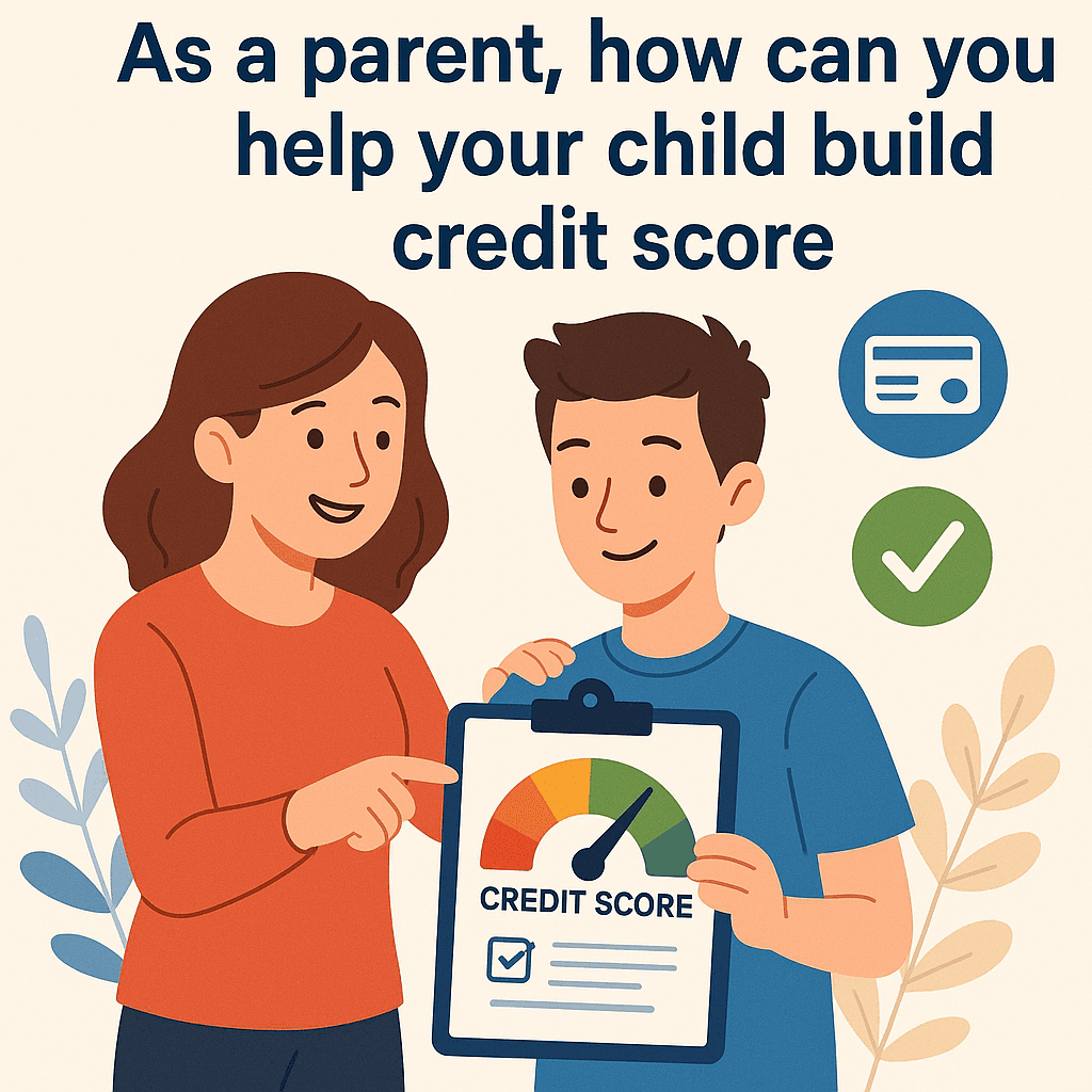 Parent helping their child build a credit score
